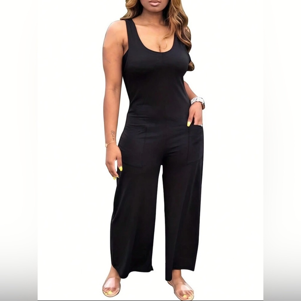 SHEIN Elegant Black Sleeveless Jumpsuit